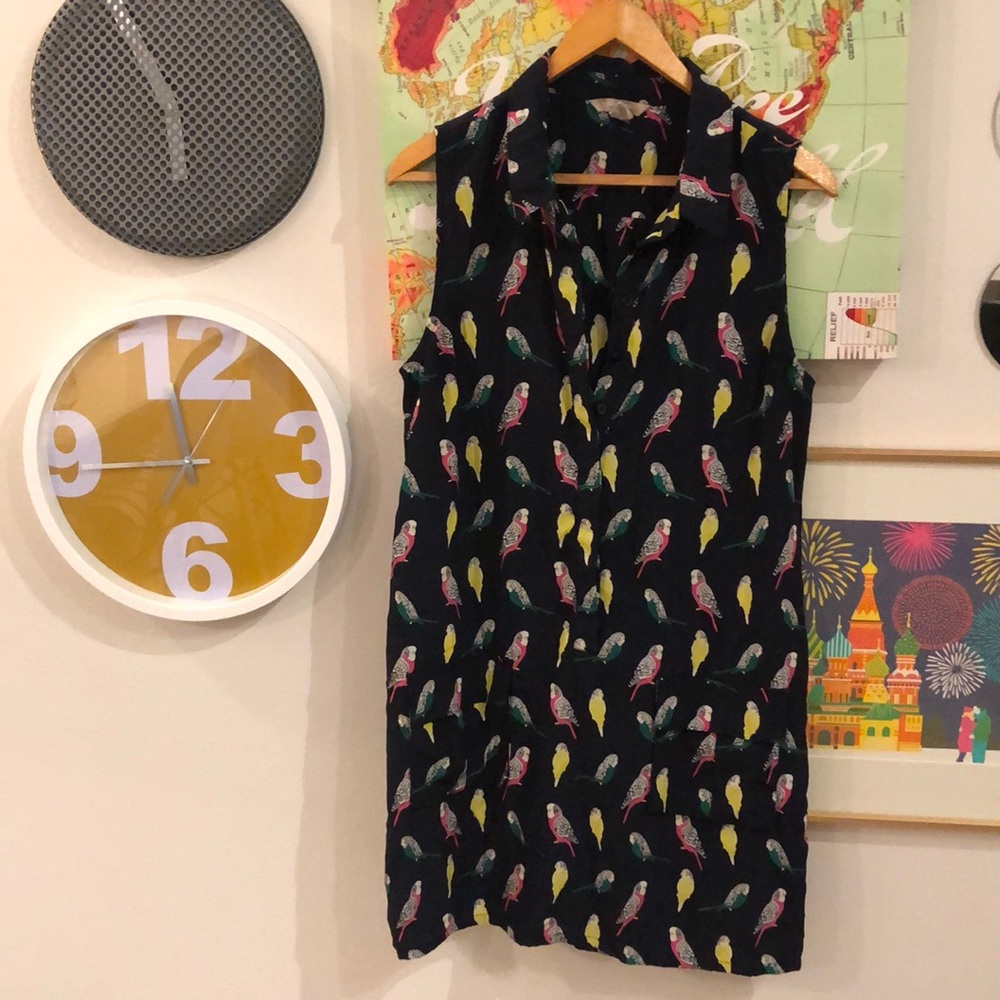 Banana Republic sleeveless parrot print dress, 14